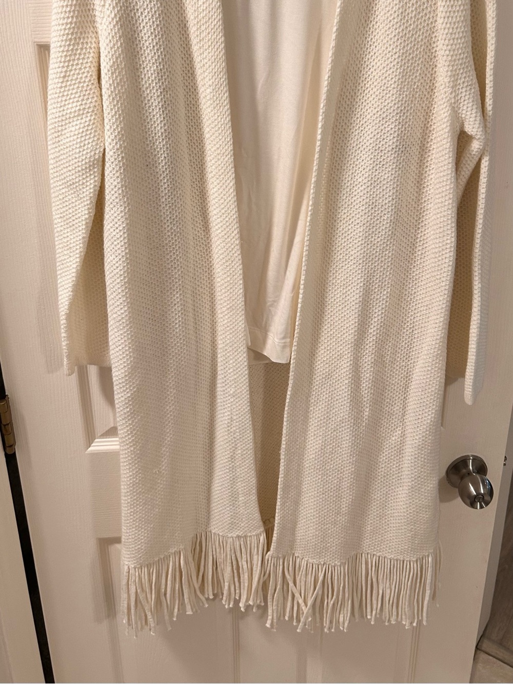 Chico's Cream Open-Front Knit Cardigan